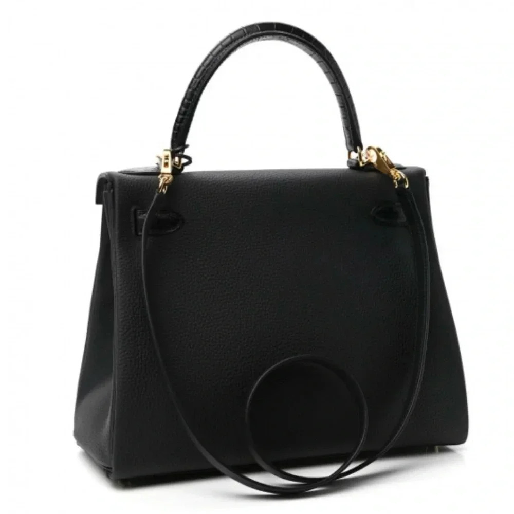 Hermes Togo matte porous crocodile Kelly retourne touch black 28.Full set - Picture 5 of 15